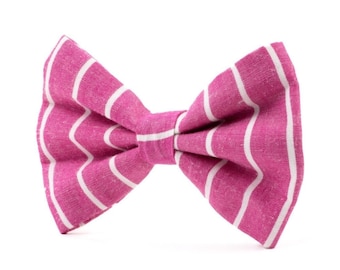 UPCYCLED DOG BOWTIE | Hot Pink Strips Bow Tie | Vintage Collection, a sustainable option | Purr-fect Cat Bow | Ideal for weddings and walks