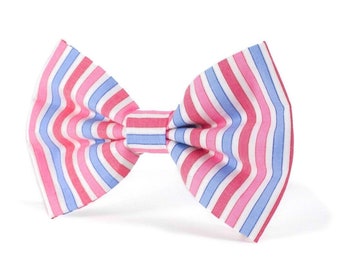 UPCYCLED DOG BOWTIE | Pink Candyland Striped Bow | Vintage Collection | Purr-fect Cat Bow Tie | Ideal for fun events and everyday walks