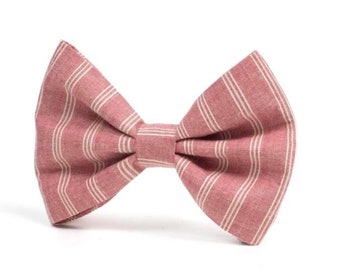 DOG BOW TIE | Dusty Rose Striped Bow Tie |  Purr-fect Cat Bow Tie | Ideal for weddings, celebrations and everyday walks