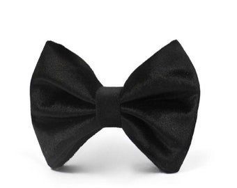 VELVET DOG BOWTIE | Luxury Black Onyx | Purr-fect cat bow tie | Holiday dog bow tie | Holiday cat bow tie | Ideal for weddings & events
