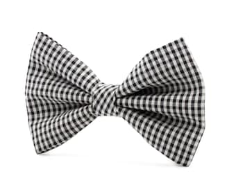 UPCYCLED DOG BOWTIE | Black and White Gingham Bow Tie | Purr-fect Cat Bow | Pet parents choice | Ideal for weddings, parties and long walks