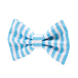 UPCYCLED DOG BOWTIE Sky Blue and white stripe Bow Vintage Collection A sustainable option Purr-fect Cat Bow Tie Ideal for weddings image 1