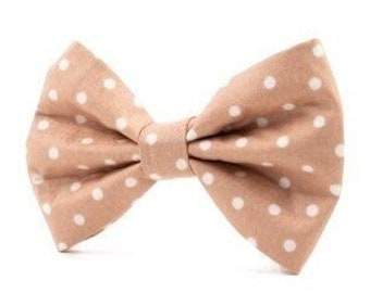 DOG BOW TIE | Dusty rose with cream polka dot Bow Tie | Purr-fect Cat Bow Tie | The ideal choice for weddings, parties and everyday walks