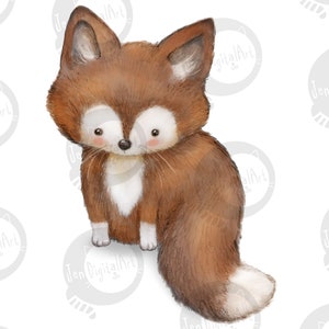 Imágenes prediseñadas de animales del bosque para bebés / 5 imágenes / PNG/JPEG / Ilustraciones de animales del bosque / zorro, ciervo, oso, petirrojo - para uso comercial imagen 4