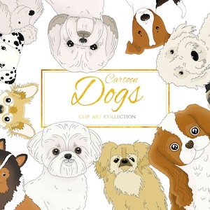 Cartoon Dogs Clip Art Collection | 19 PNG Elements | Cute Dog Breeds Clipart