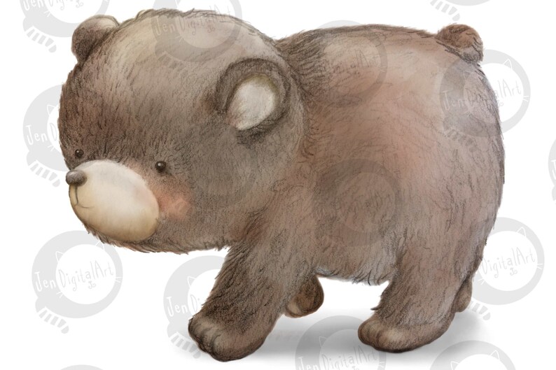 Puede incluir: Una ilustraci&oacute;n digital de un peque&ntilde;o osezno pardo mostrado de perfil. El oso tiene pelaje texturizado, un hocico de color claro, orejas peque&ntilde;as y redondeadas y ojos oscuros. El dibujo presenta sombras suaves y un estilo de boceto.