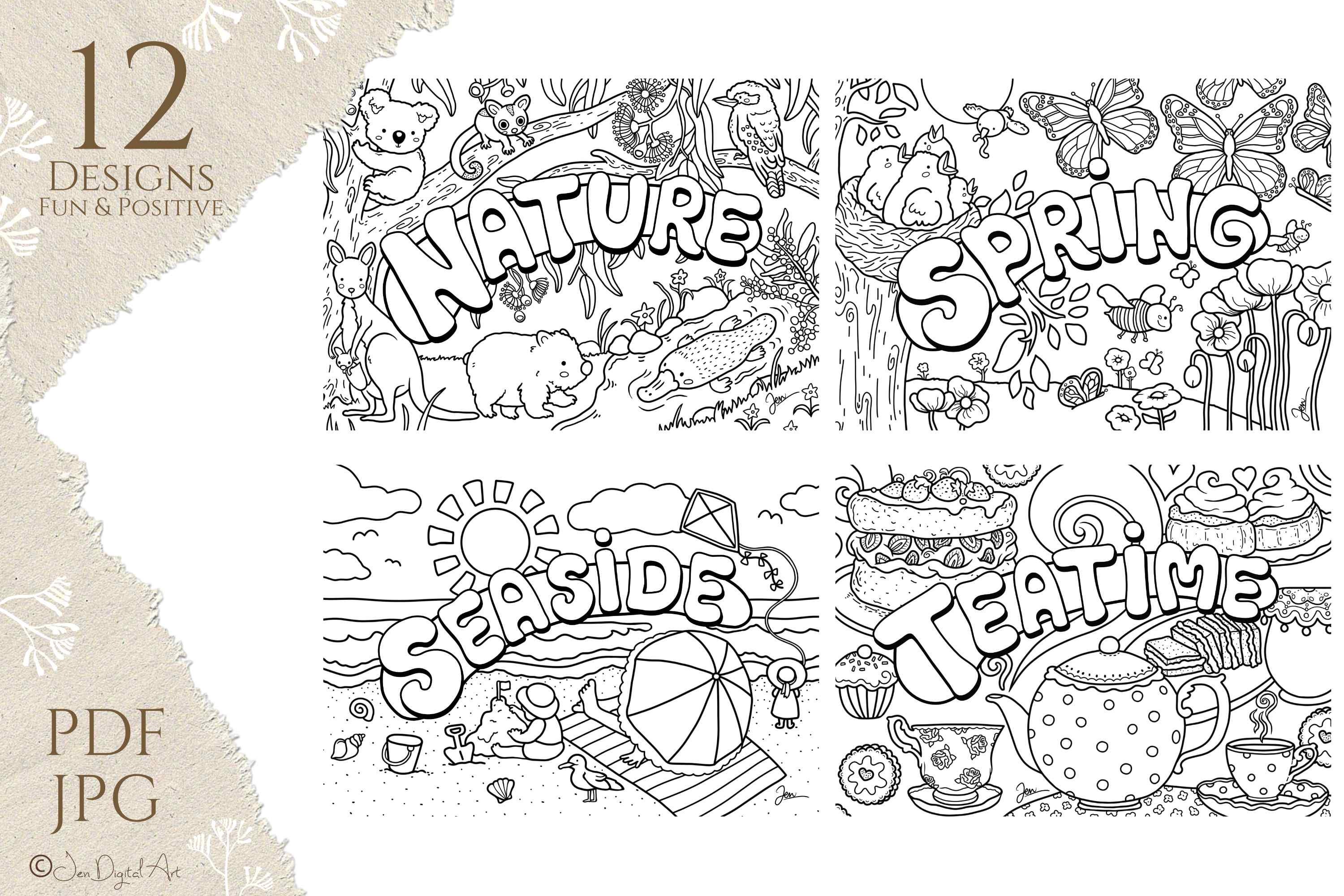 Postcards 12 Colouring Pages for Kids Printable PDF / JPEG - Etsy