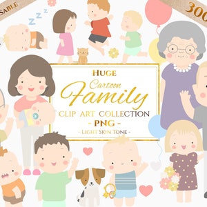 ENORME raccolta di clipart di cartoni animati di famiglia / Oltre 300 elementi / PNG / Crea ritratti di famiglia personalizzati