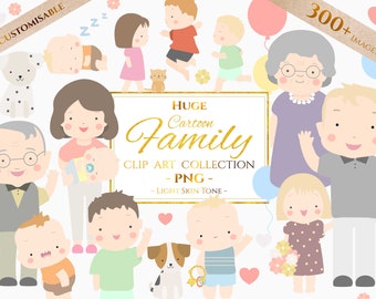 HUGE Cartoon Family Clip Art Collection | Over 300 Elements | PNG | Create Custom Family Portraits