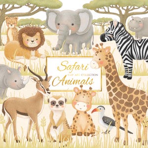 African Safari Animals Clip Art Collection | 29 Elements | PNG / JPEG Files | Africa Animal Clipart