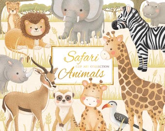 African Safari Animals Clip Art Collection | 29 Elements | PNG / JPEG Files | Africa Animal Clipart