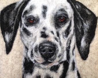 A paw-sitively lovely gift for a dalmatian lover! Needle felted, wool portrait.