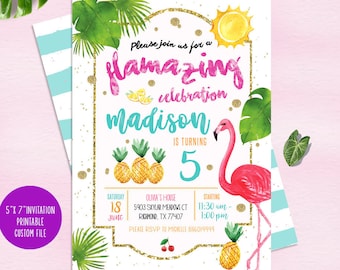 flamingo invitation etsy