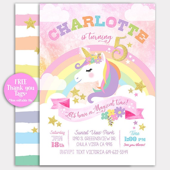 unicorn invitation unicorn birthday invitation unicorn party etsy