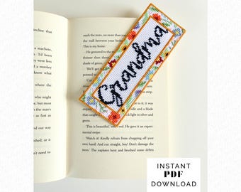 Cross stitch pattern for bookmark - Gran / Granny / Grandma - Instant PDF download