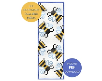 Bumble Bee Cross Stitch Bookmark Pattern PDF – Instant Download