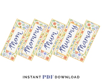 Cross stitch pattern for bookmark - Mom / Mommy / Mum / Mummy / Mama - Instant PDF download