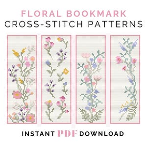 Cross Stitch Bookmark Pattern - floral patterns for readers – Instant PDF Download