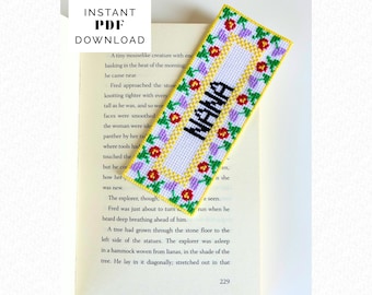 Floral Personalised Bookmark Cross Stitch Pattern PDF – Alphabet Included – Custom Name Bookmark Instant Download