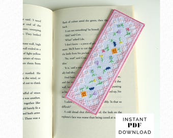 Ditsy Floral Cross Stitch Bookmark Pattern (PDF Download)