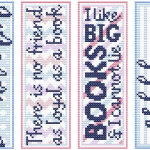 4x Cross Stitch Bookmark Pattern – cute, modern designs for readers & book lovers – Instant PDF Download