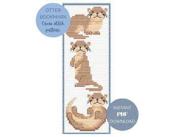 Otter Cross Stitch Bookmark Pattern PDF – Instant Download