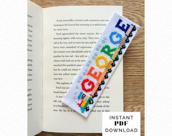 Personalised Cross Stitch Pattern – Mini Train Alphabet Design – Kids' Name Bookmark - Instant PDF Download