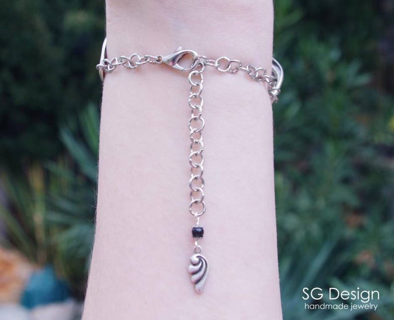 Black stone Silver Bracelet Alesto Black Onyx,Natural stone Gothic bracelet Onyx Victorian Bracelet,plated Goth Jewelry,Gift for her