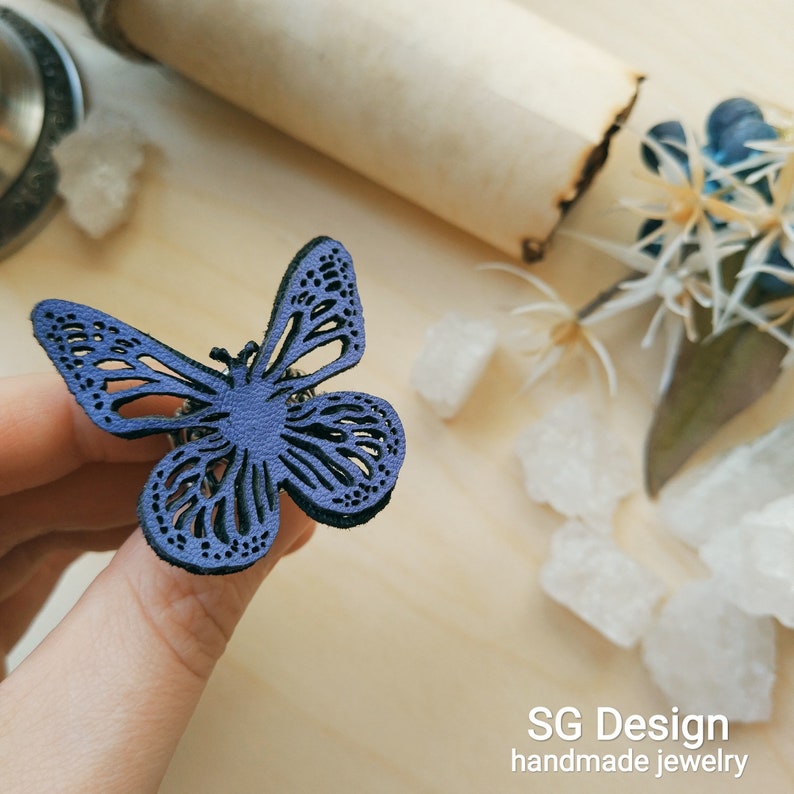 Download Wedding Jewelry Butterfly Set Girls Jewelry Natural Leather Wedding Butterfly Set 3d Butterfly Leather Silver Ring Ring Gift For Her Rings Jewelry Valresa Com