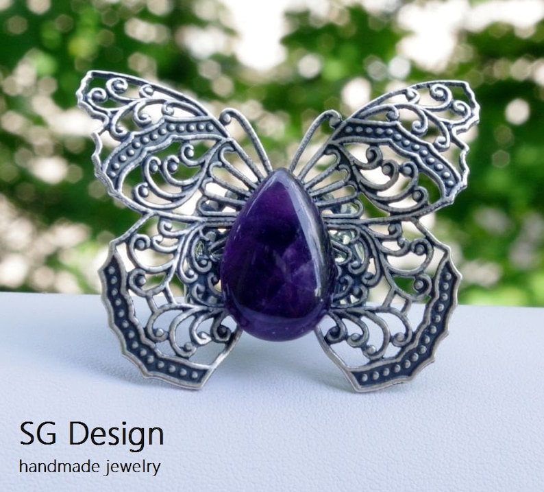Gift for her Girls jewelry Ring 3D Butterfly Silver Ring Black Onyx Natural Onyx Wedding Jewelry Butterfly Set Wedding butterfly set