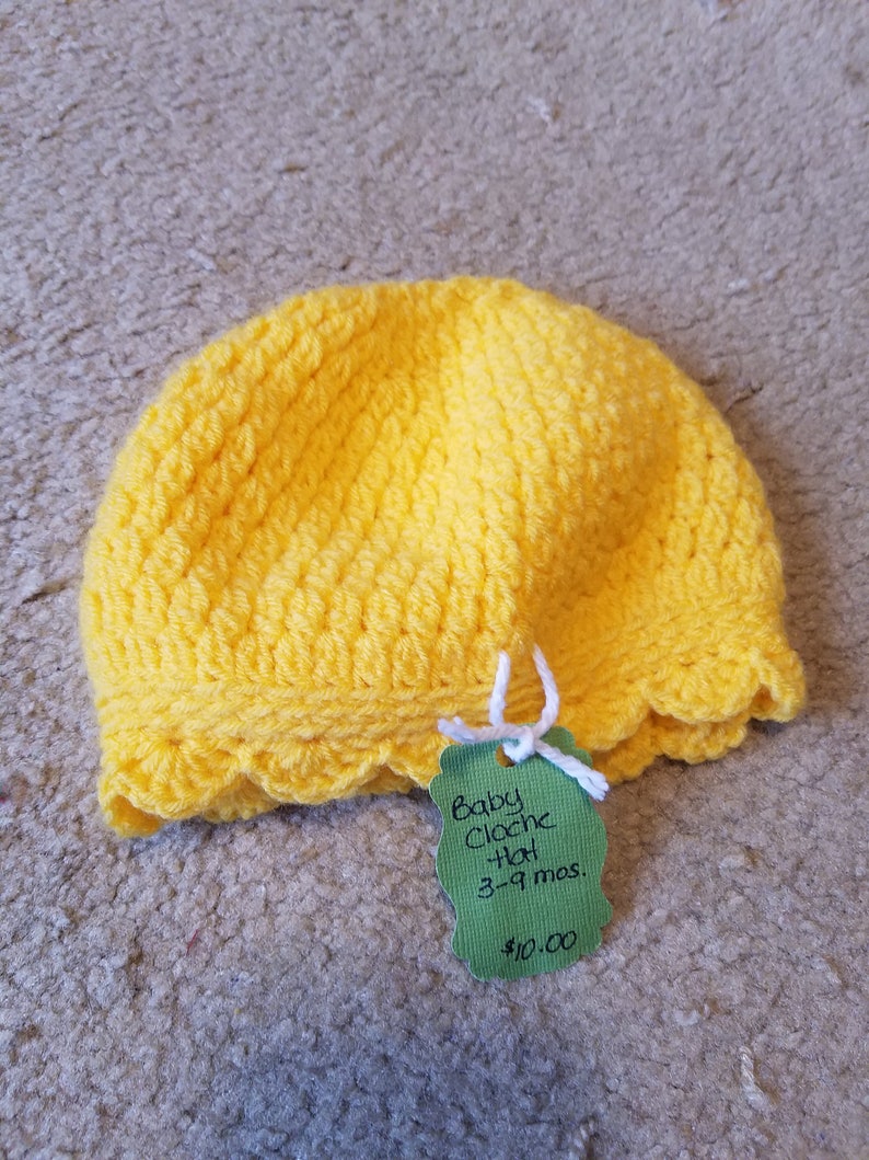 Yellow Baby Cloche Hat 3-9 months