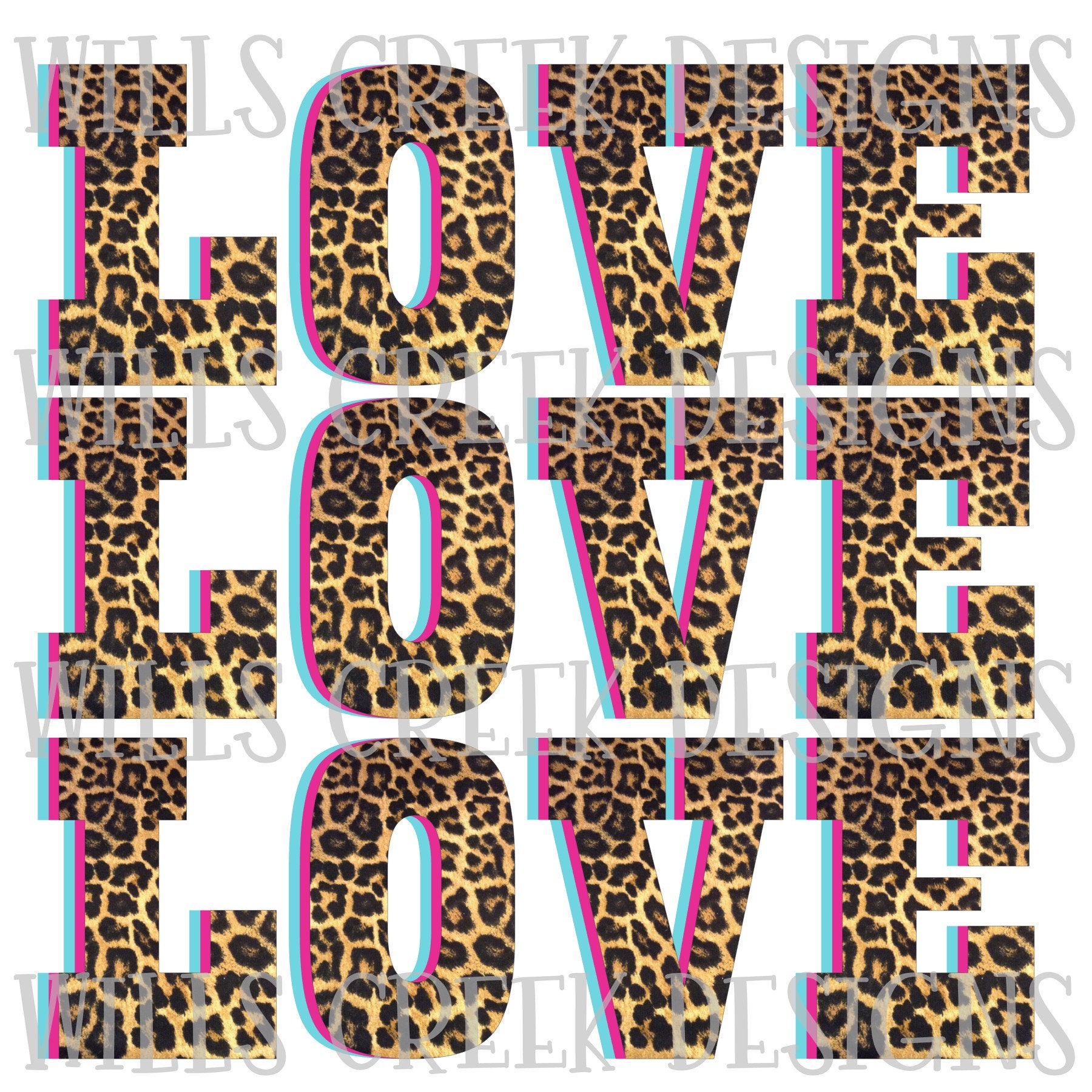 Love Cheetah Word Art PNG Digital Download Sublimation Etsy