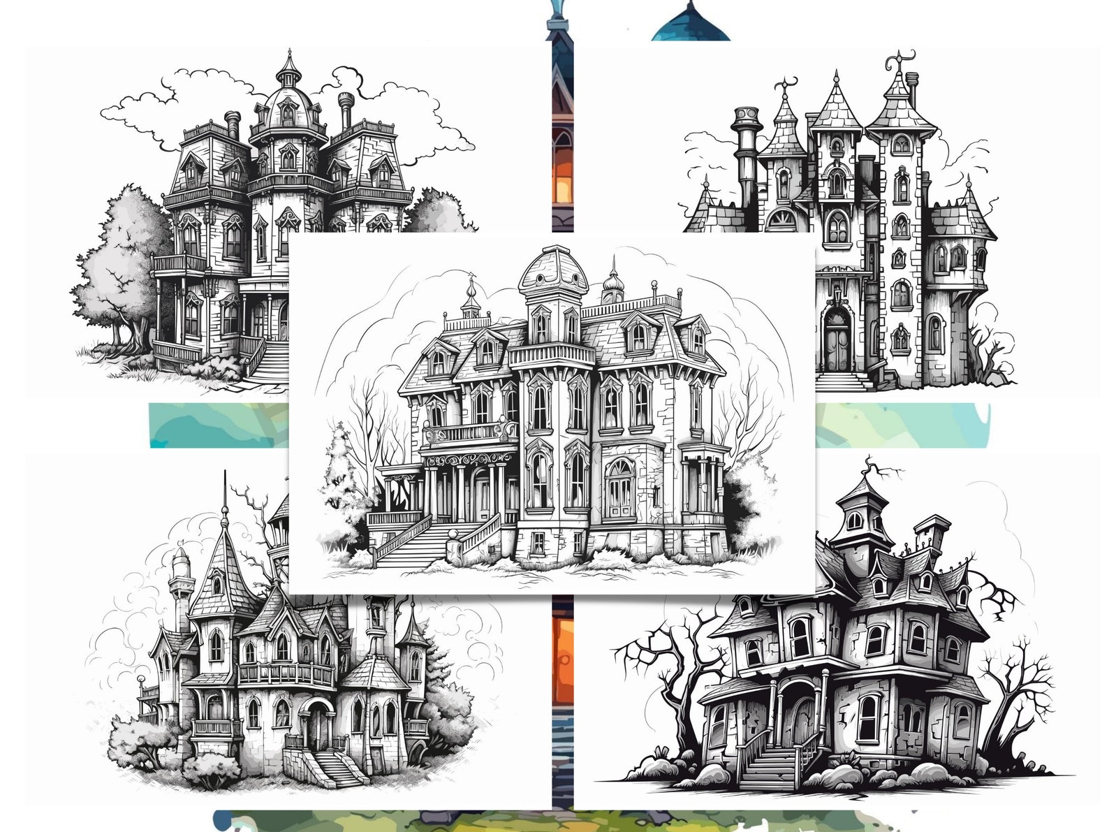 Haunted Mansion Adult Coloring Book/25 Coloring Pages to Relax and ...