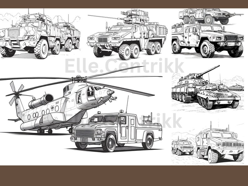 Military Vehicles Coloring Pages Set of 25 Digital Download Perfect for ...