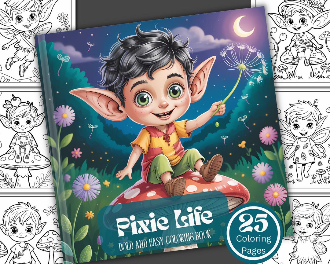 Bold and Easy Pixie Life Coloring Book/25 Coloring Pages/digital ...