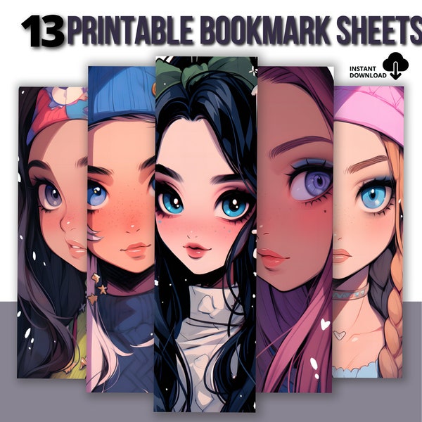 The Eyes Have It - Enchanting Young Ladies Bookmark Set - 13 Bookmark Pages - Digital Download for Avid Readers - Commercial Use Allowed