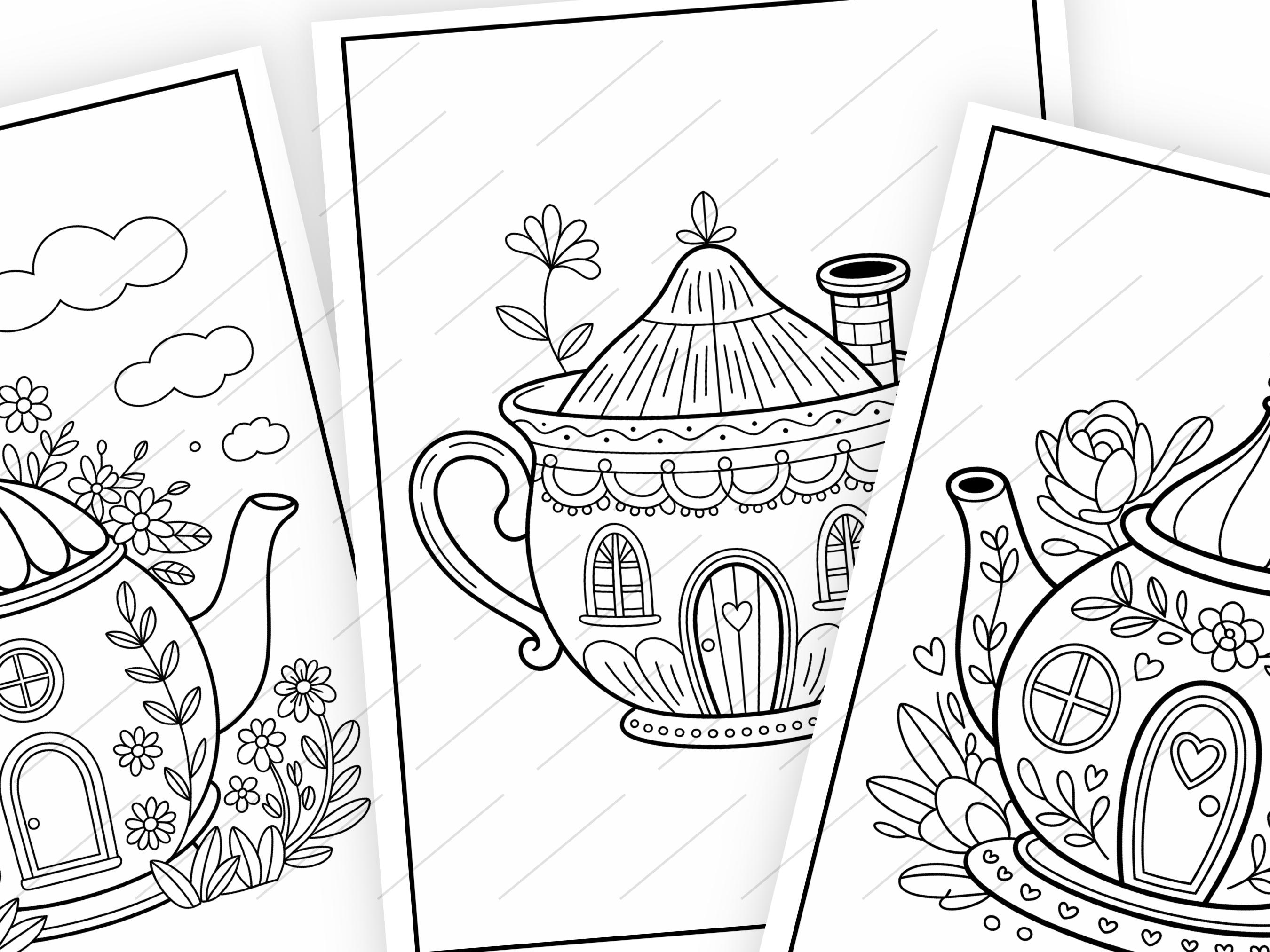 Delft Teapot House Coloring Book: 40 Printable Pages (PDF Download) - Etsy