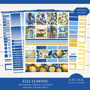Lemon Planner Stickers: Erin Condren Vertical Kit (Digital Download)