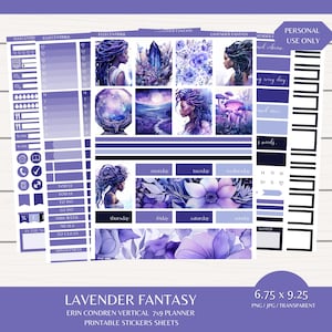Lavender Fantasy Planner Stickers: EC Vertical Kit (Digital Download)