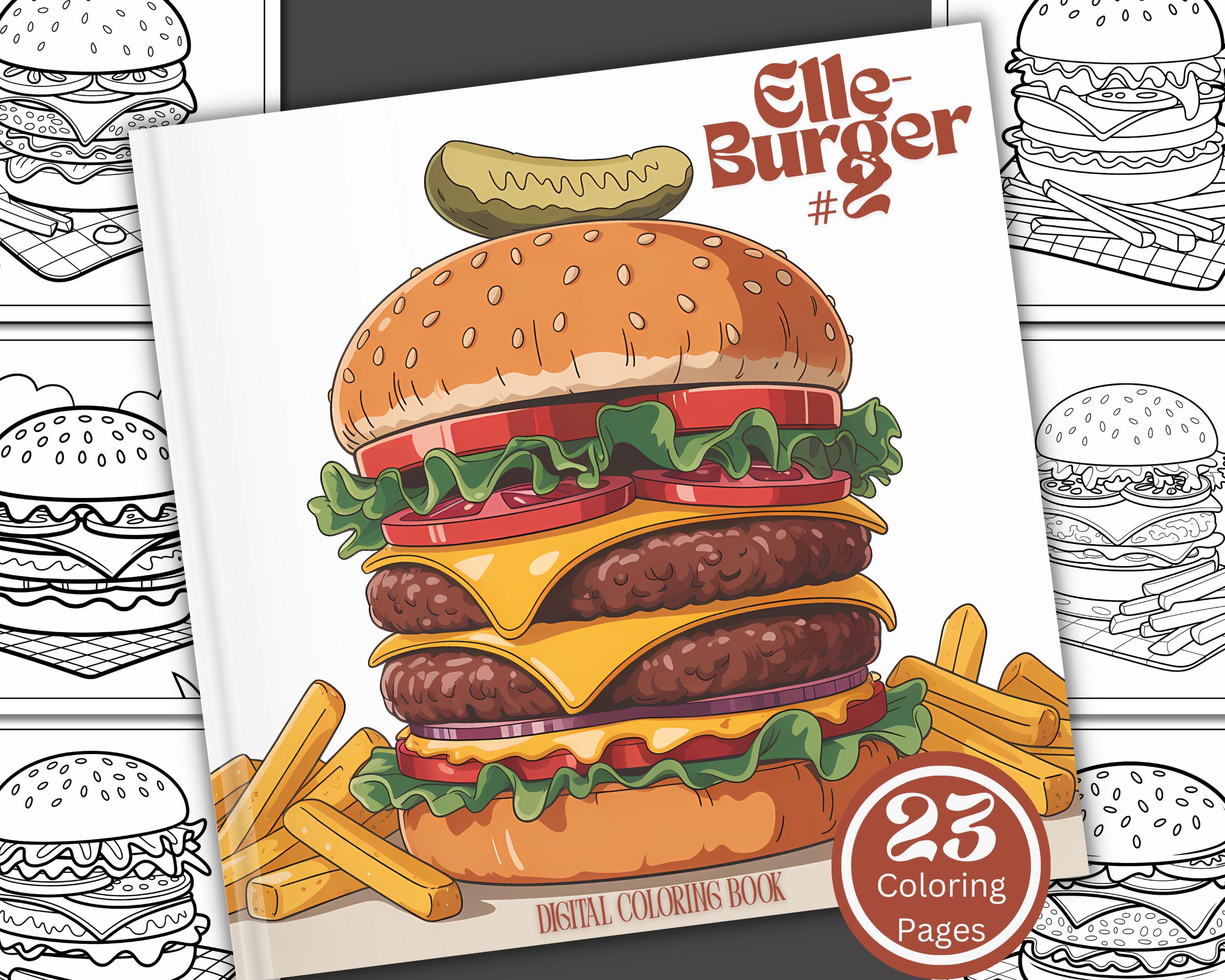 Kawaii Burger Coloring Book: Fun & Bold Designs (digital Download
