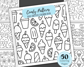 Kawaii Coloring Book: 60 Bold & Easy Pattern Pages (Digital Download)