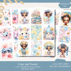 Sweet and Cute ATC Cards: Scrapbooking Junk Journal Ephemera (Digital Download)