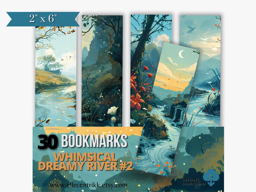 Beautiful Whimsical River Bookmarks - Set of 30 Bookmarks - Digital ...