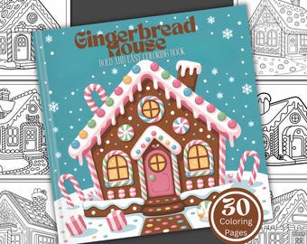 Gingerbread House Coloring Book: 30 Kawaii Pages (Digital Download)