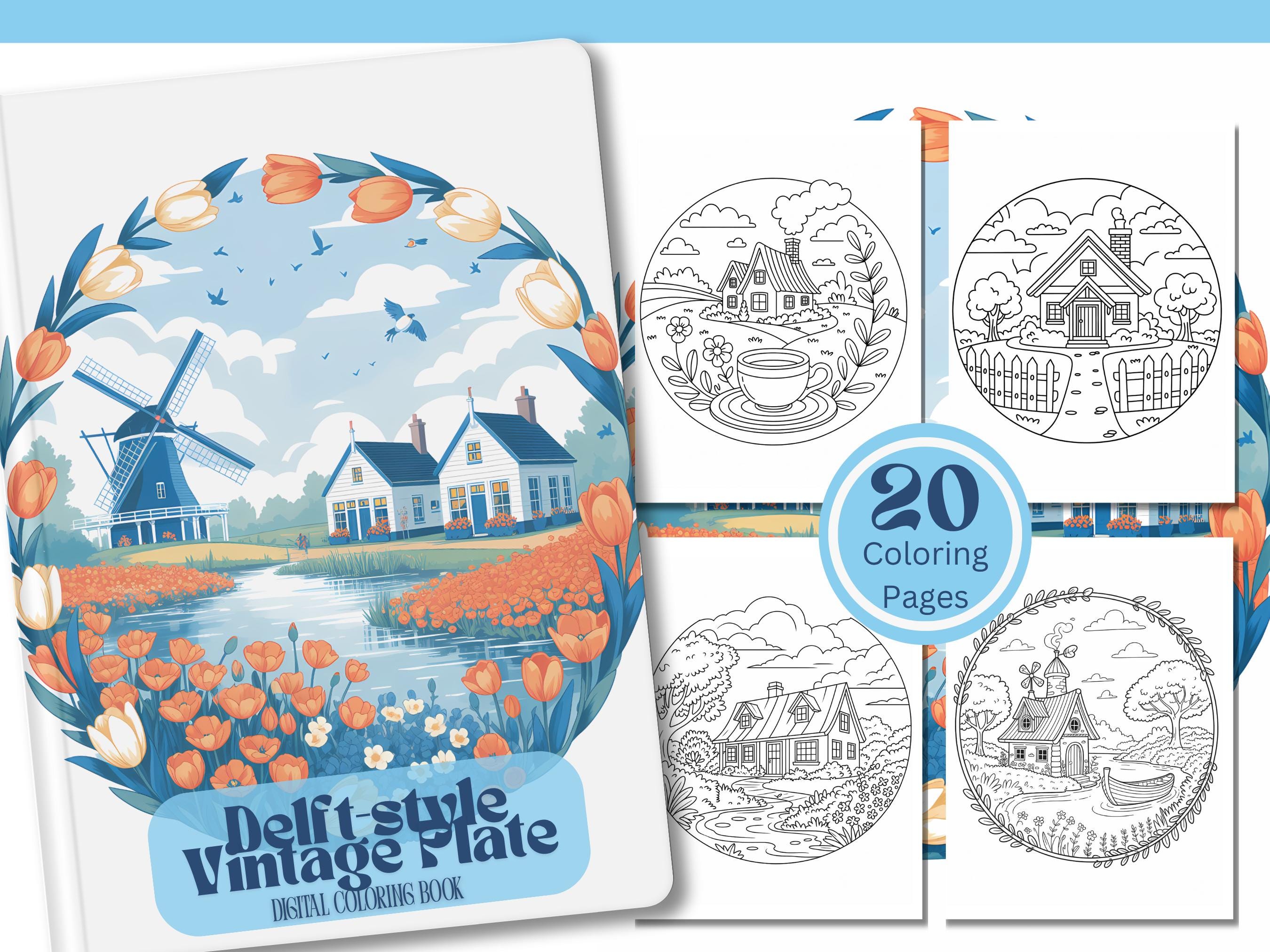 Delft-style Coloring Book: 20 Printable Pages (PDF Download) - Etsy UK