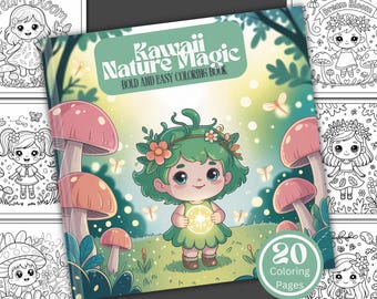 Kawaii Nature Coloring Book: 20 Pages (Digital Download