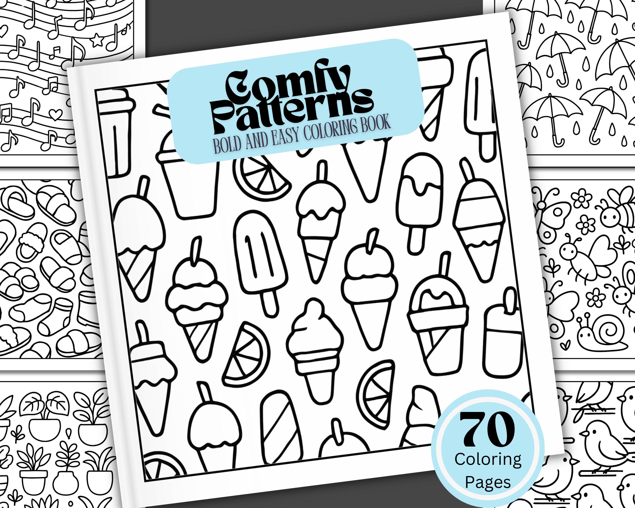 Bold & Easy Kawaii Geometric Pattern Coloring Book – 70 Printable Pages Digital Download - Image 1