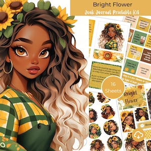 Bright Flower Junk Journal Affirmations 16 Page Kit/Digital Download/Portraits, Lesezeichen, Journal/AI Generiert/Positive Affirmationen