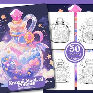 Kawaii Magical Potions Coloring Book: 30 Fun Pages (Digital Download)