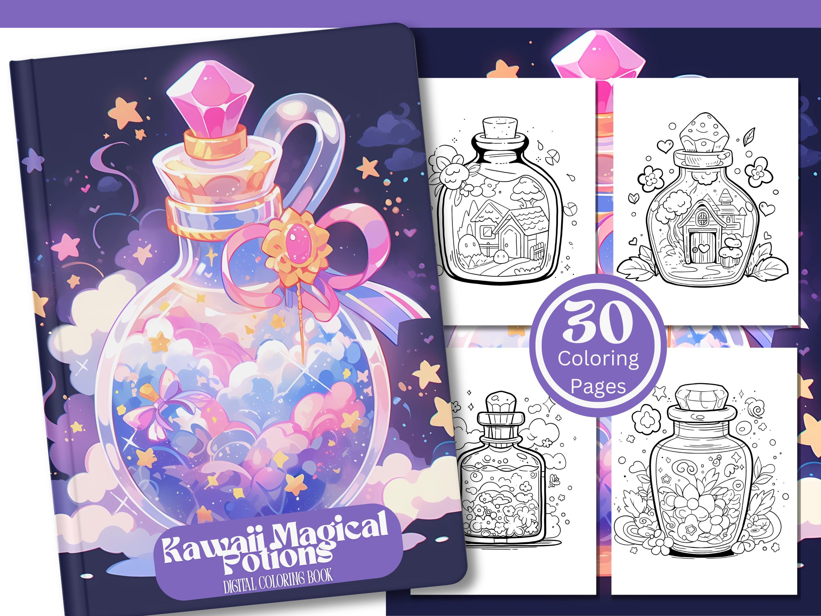 Kawaii Magical Potions Coloring Book — 30 Adorable Pages for Relaxation | PDF Digital Download